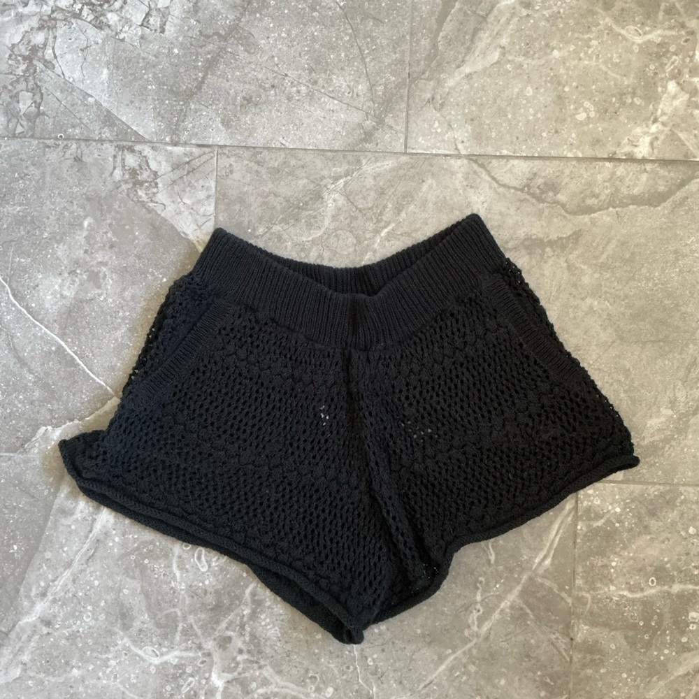Free People Crochet Shorts Elastic Black Size XS